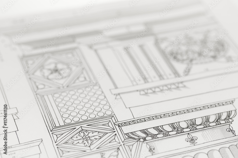 Fototapeta premium architectural drawing - detail column