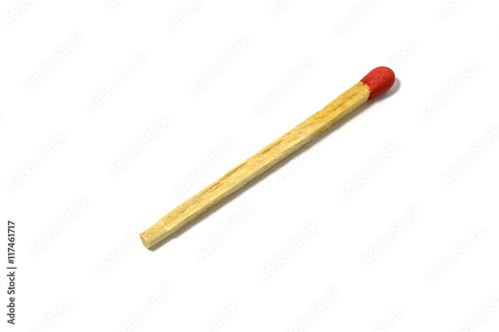 Close up of a red match stick isolated on a white background with clipping path Close up of a red match stick isolated on a white background with clipping path