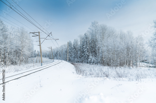 Snow covered railway crossing