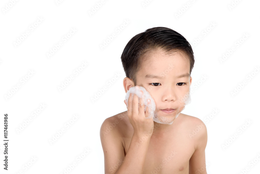 Foam on the boy face Foam on the boy face