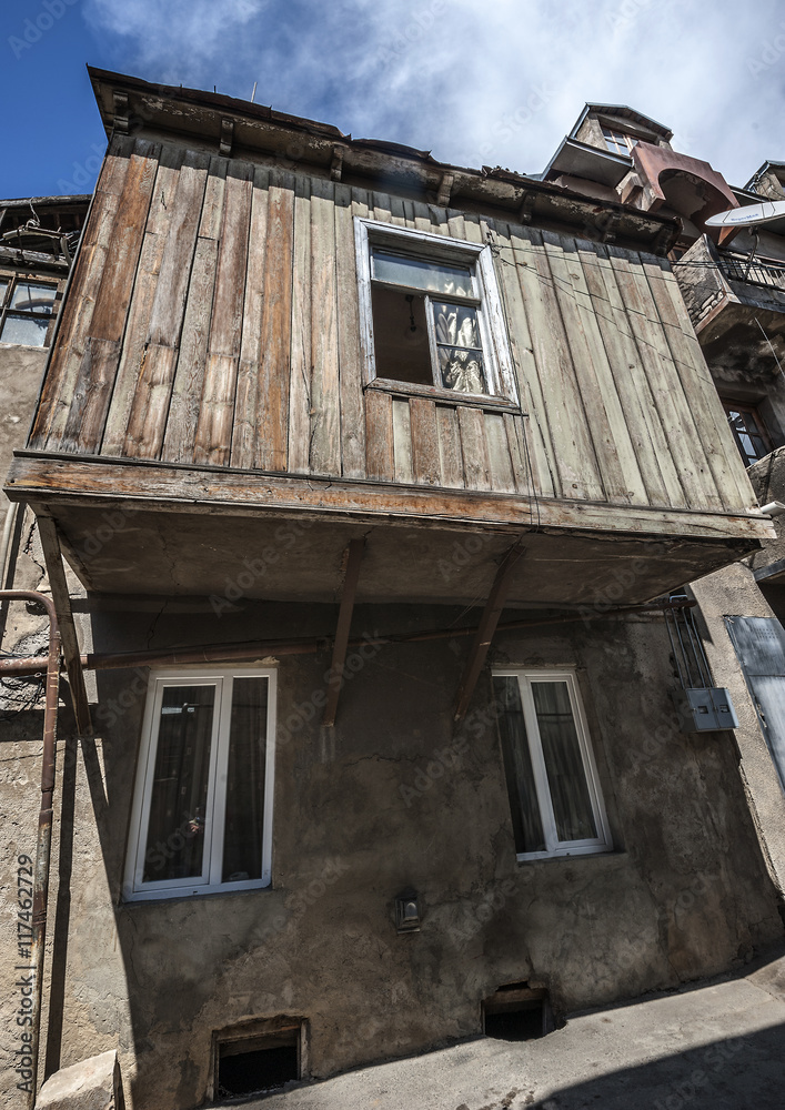 Georgia, Tbilisi , the old town area Avlabari. Famous Tbilisi balconies. Georgia, Tbilisi , the old town area Avlabari. Famous Tbilisi balconies.