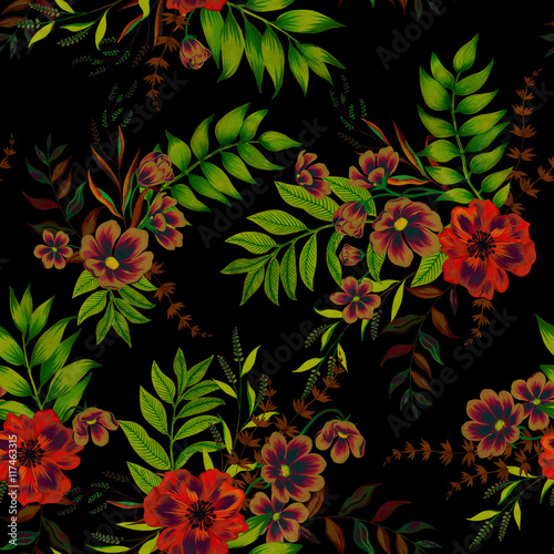 flowers on black pattern