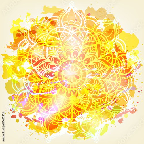 Watercolor card with mandala