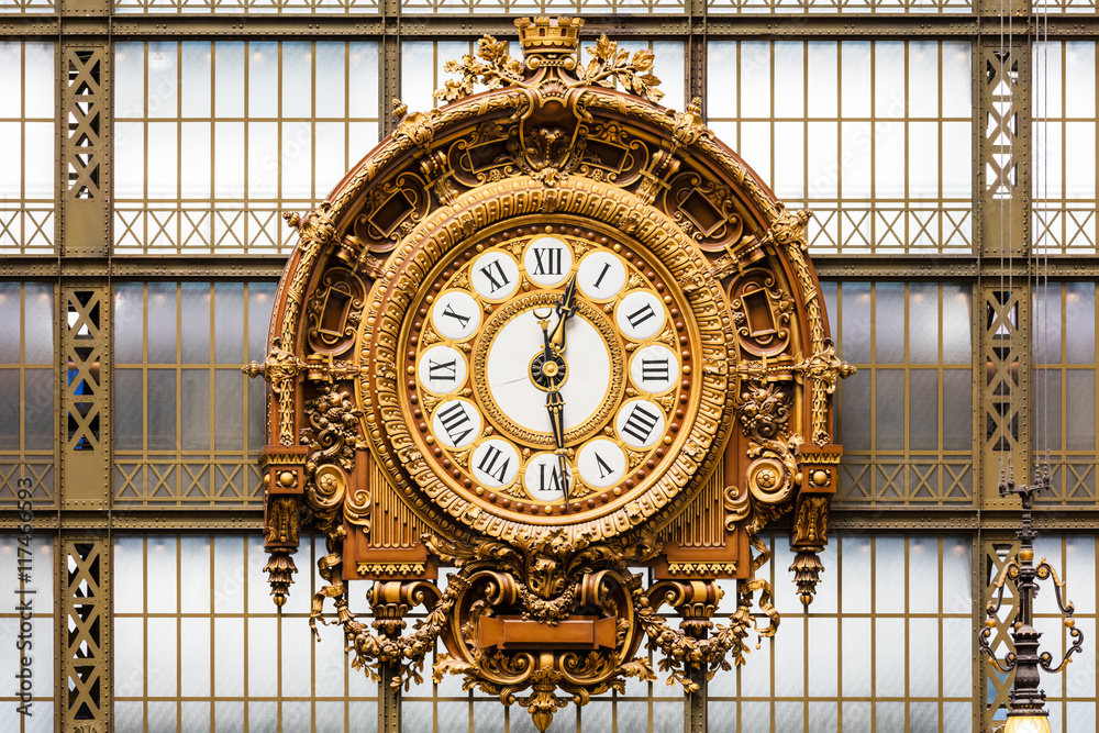 Fototapeta Golden clock of the museum D'Orsay