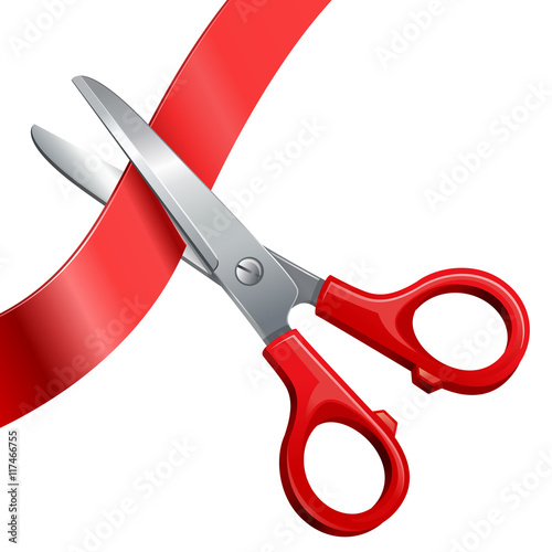 scissors cut off the ribbon