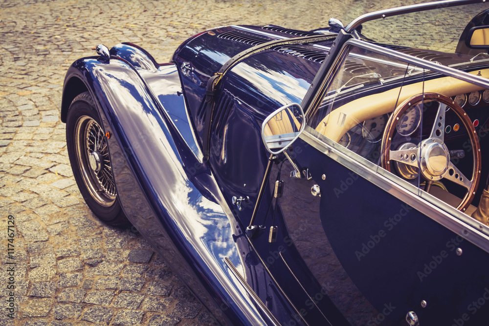 Vintage blue retro automobile Stock Photo | Adobe Stock