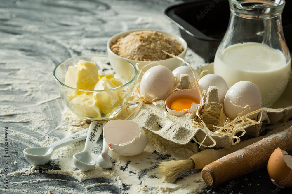 Obraz premium Baking ingredients background