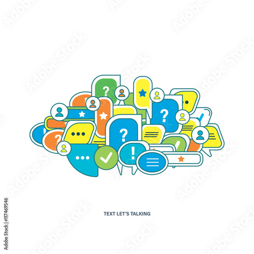 The concept of dialogue, speech bubbles with symbols  communication.