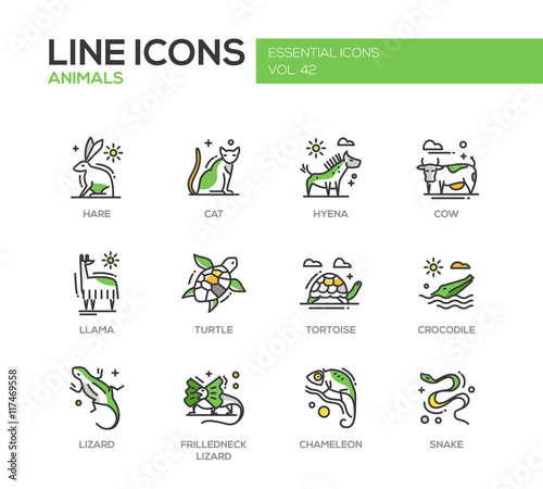 Animals - line design icons set