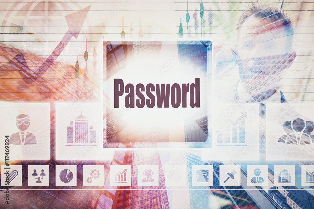 Business Password collage concept Business Password collage concept