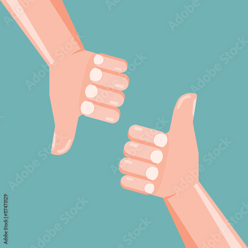Hands show thumbs up, vecto...