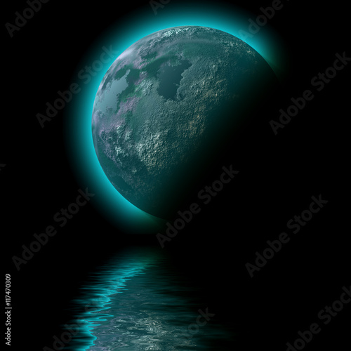 planet space sea illustration