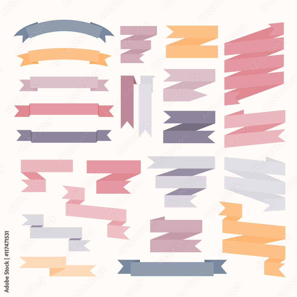 Pastel color ribbons set isolated on a white background.Vector Pastel color ribbons set isolated on a white background.Vector