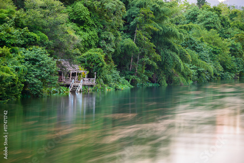 River Kwai Landscape at sunset time   Kanchanaburi  Thailand