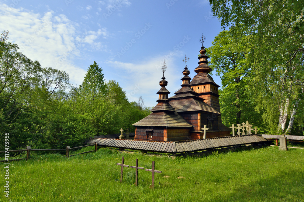 ancient greek catholic wooden church in Kotan near Krempna ancient greek catholic wooden church in Kotan near Krempna