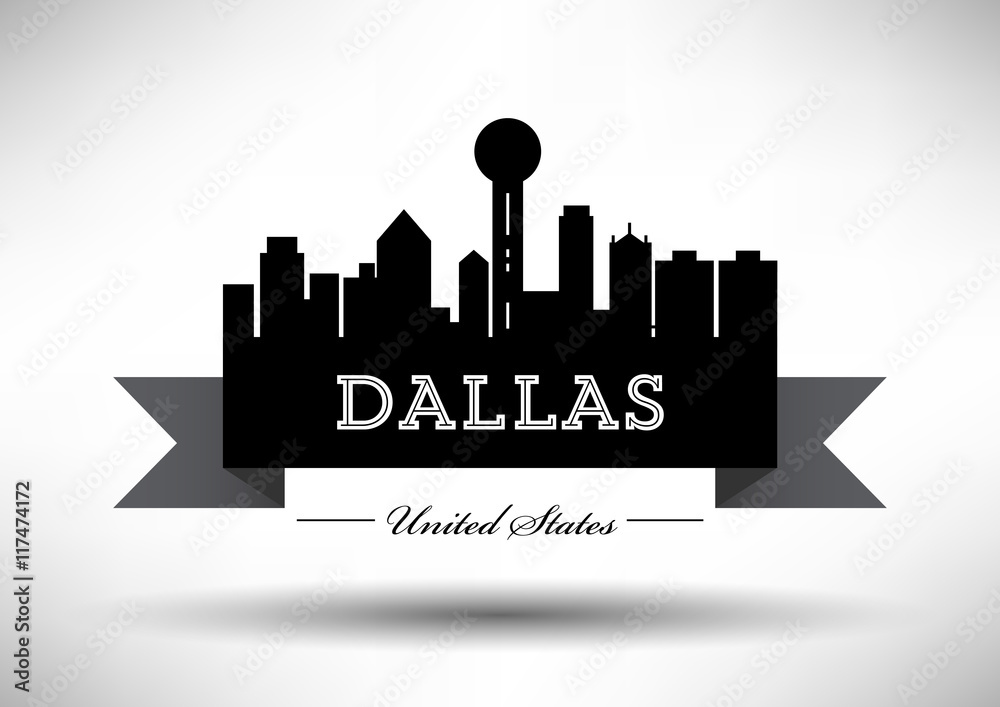 Vector Dallas City Skyline Design