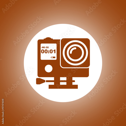 Action camera outline monochrome icon. Extreme cam