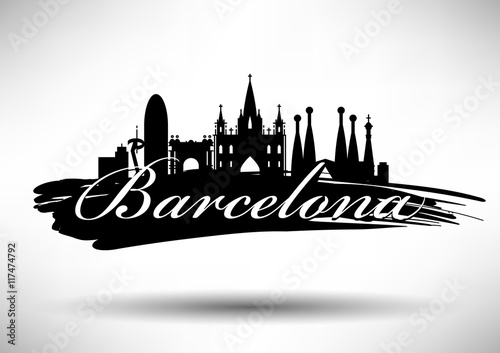 Vector Barcelona City Skyline Design