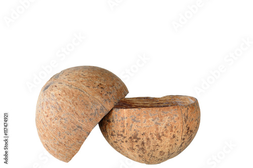 Coconut shell isolated on white background.