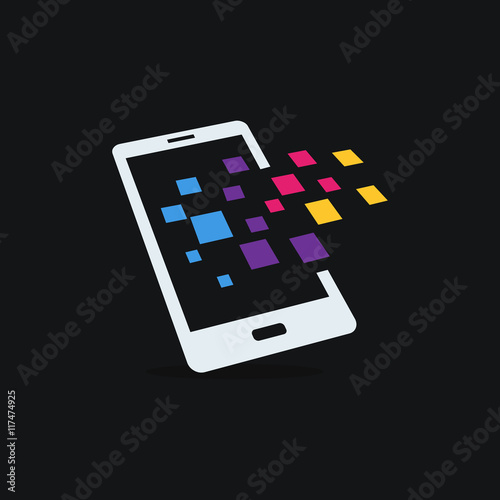 Mobile phone vector logo template concept illustration. Smartphone creative sign. Modern technology. Mobile Design element.