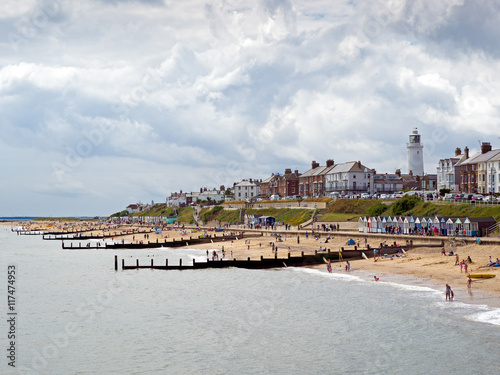 People Enjoying the Beach at Southwold photo
