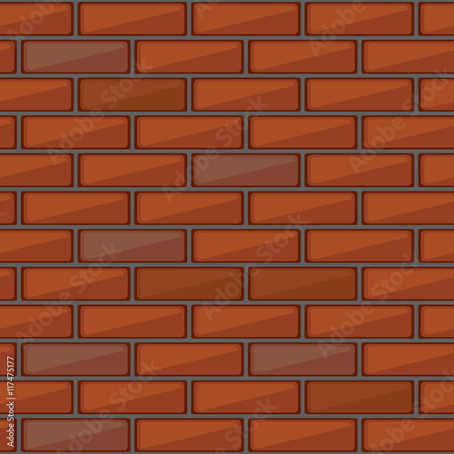 Red brick wall seamless pattern. Vector background