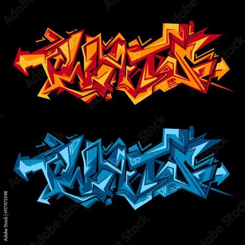 Street art of graffiti. Urban contemporary culture. Abstract color creative drawing on dark background