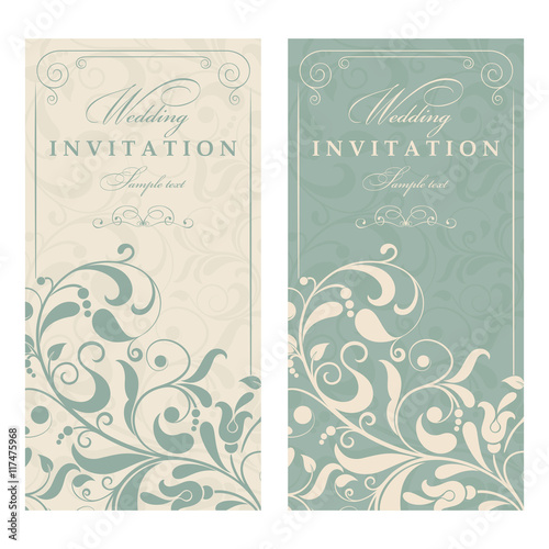 Set of  Wedding Invitation card Baroque