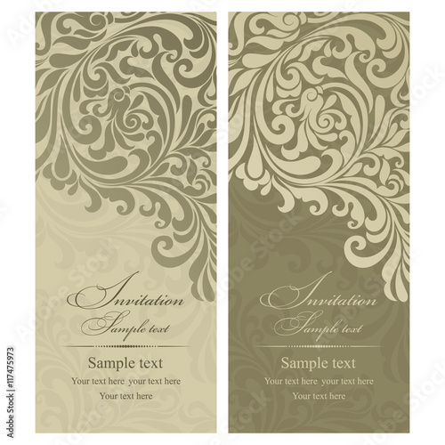 Set of  Wedding Invitation card Baroque
