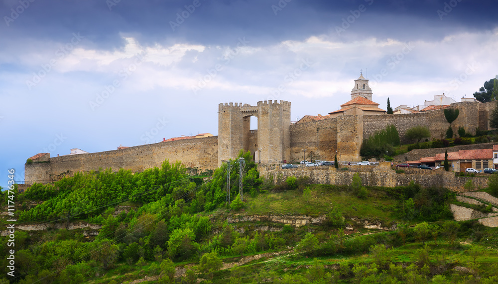 Morella with     town walls. Castellon