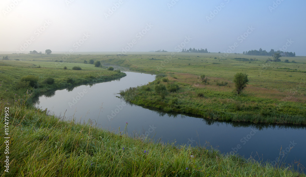 Summer landscape with river