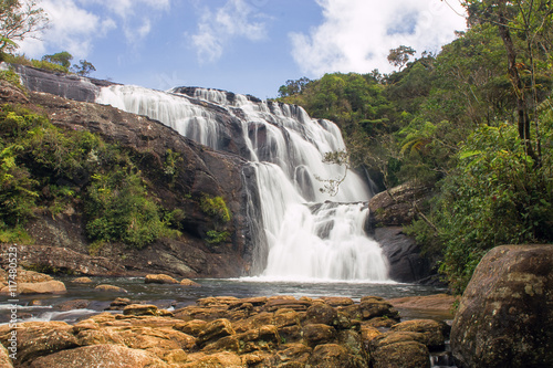 Bakers falls. Horton plains national park. Sri Lanka. Panorama