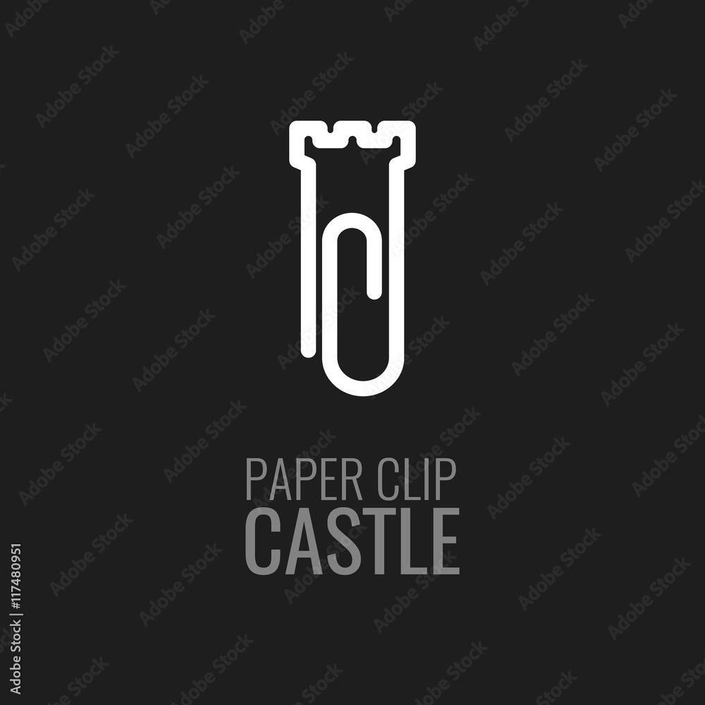 Paper Clip Castle Logo Template Design Vector.