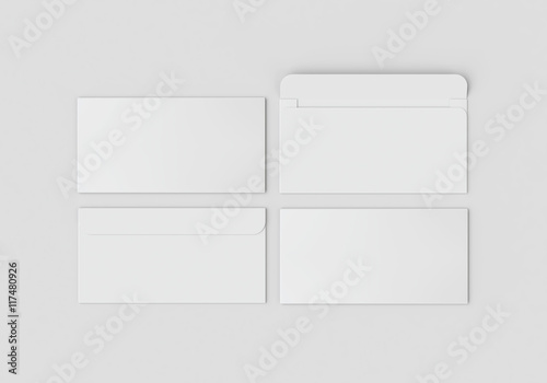 Base white stationery mock-up template for branding identity on gray background for graphic designers presentations and portfolios. 3D rendering.