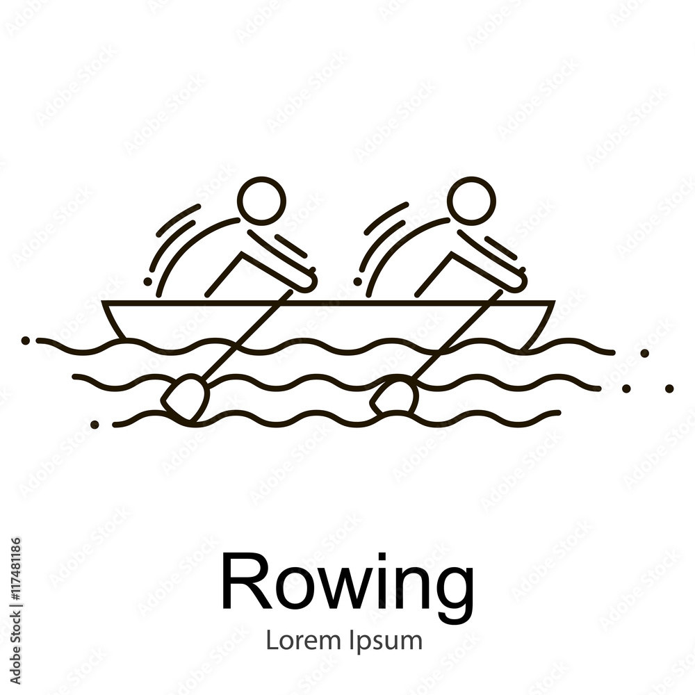 Canoe Rowing Team Icon Set. Sporting Competition Race.