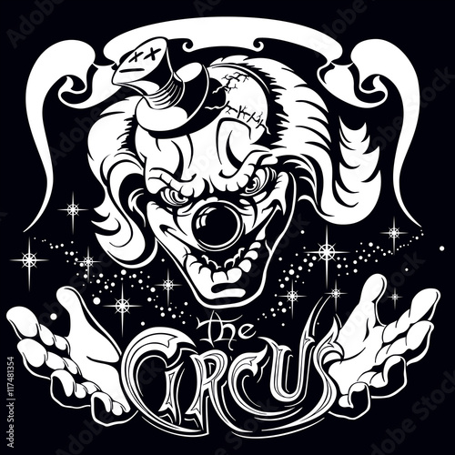 scary clown, head of the character, a monster from a horror film