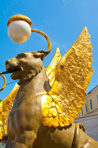 Griffins on the Bank Bridge, St Petersburg, Russia photo