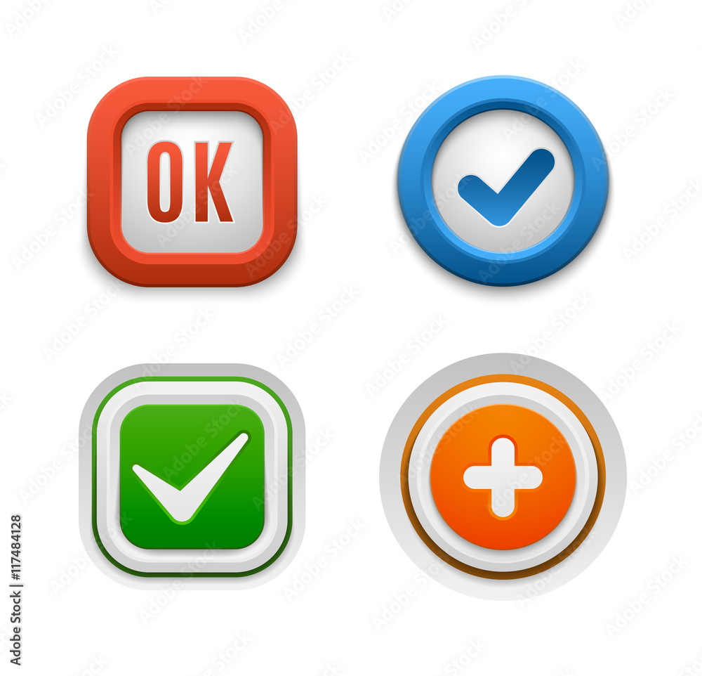 Ok button vector set. Ok button vector set.