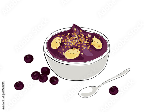 acai bowl with granola and banana toppings
