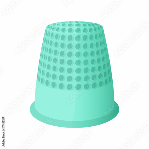 Thimble icon in cartoon style isolated on white background. Accessory symbol