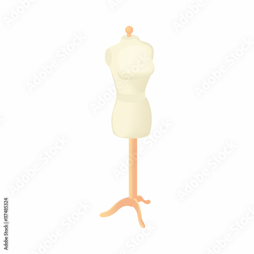 Sewing mannequin icon in cartoon style isolated on white background. Trying on clothes symbol