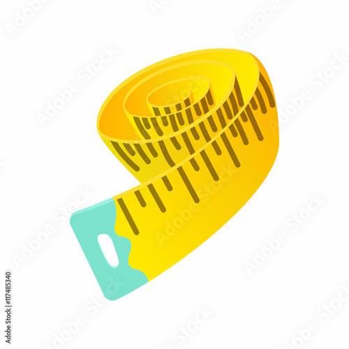 Measuring tape icon in cartoon style isolated on white background. Dimensions symbol