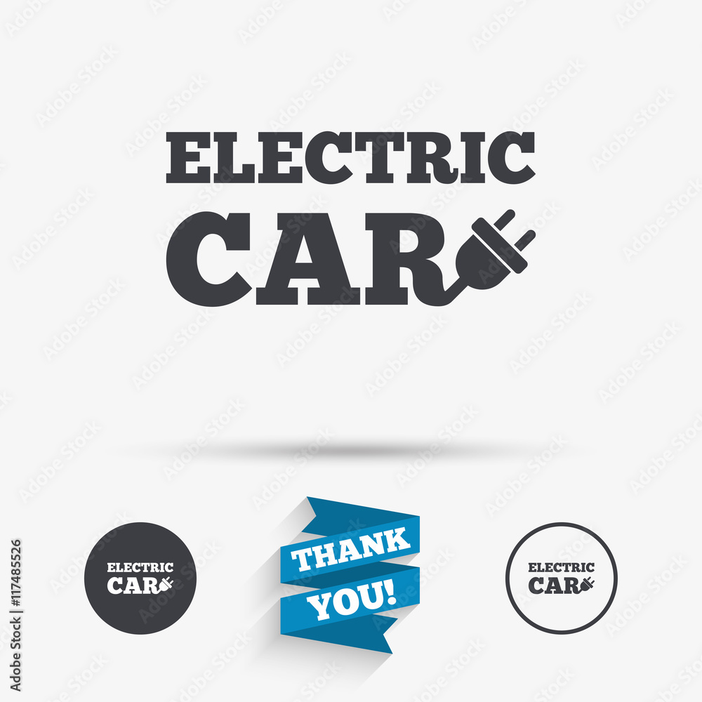 Obraz premium Electric car sign icon. Electric vehicle symbol