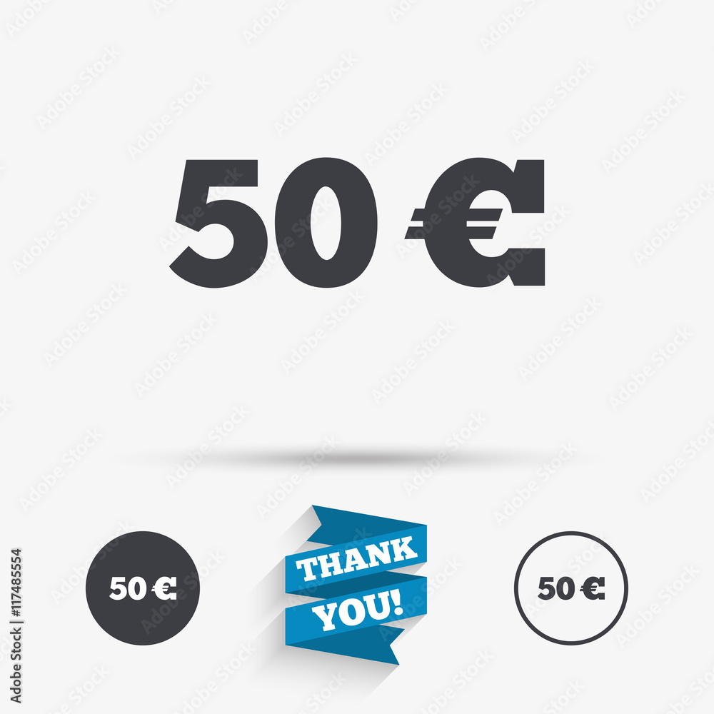 50 Euro sign icon. EUR currency symbol. 50 Euro sign icon. EUR currency symbol.