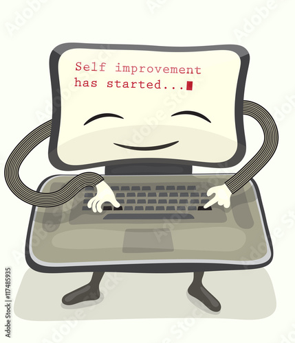 Funny character - laptop. Vector illustration 