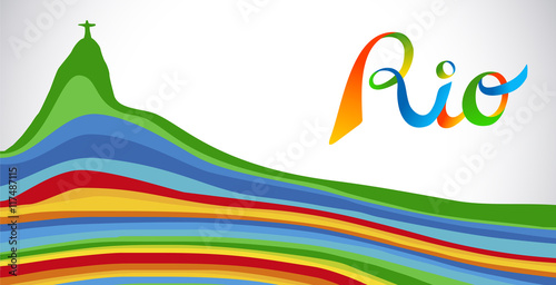 Colorful Rio sport games banner with landmark
