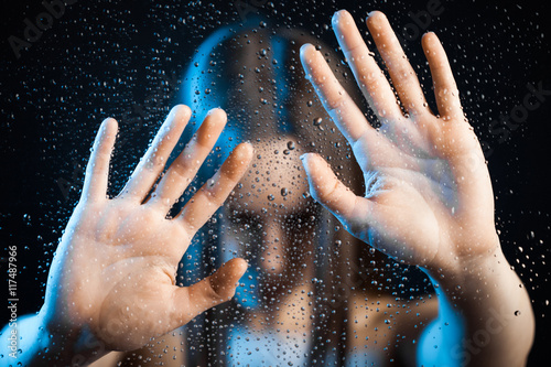 Lonely women with outstretched hand