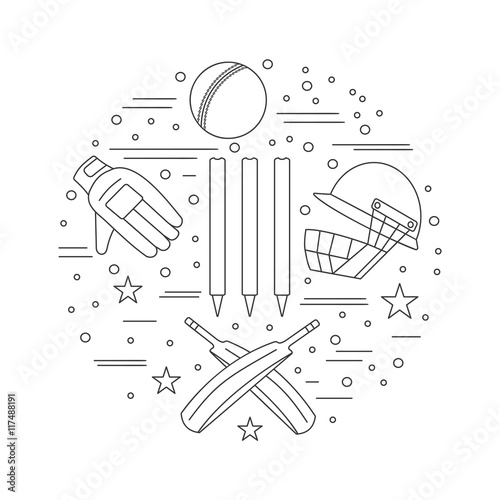 Cricket sport game graphic design concept