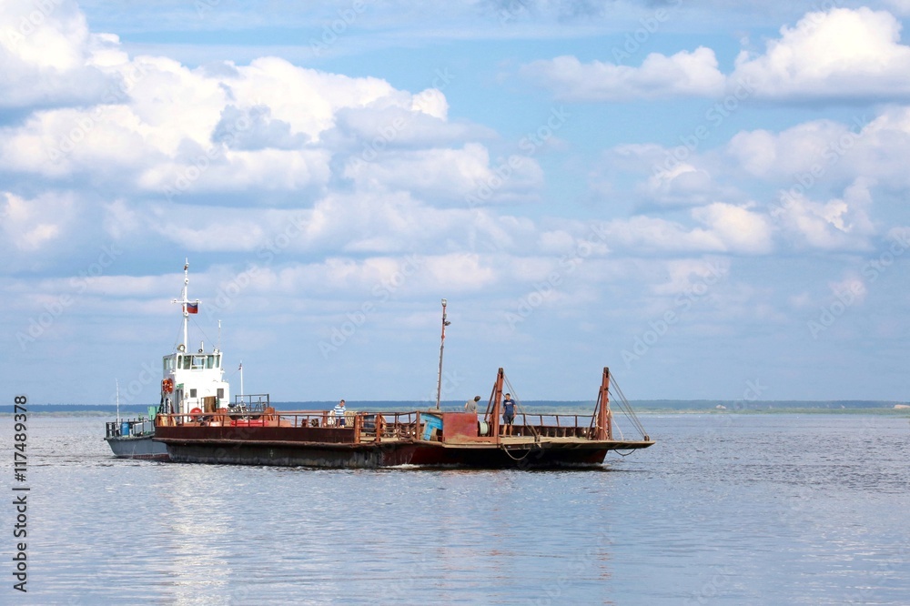 Fototapeta premium Ferry on the river. 1