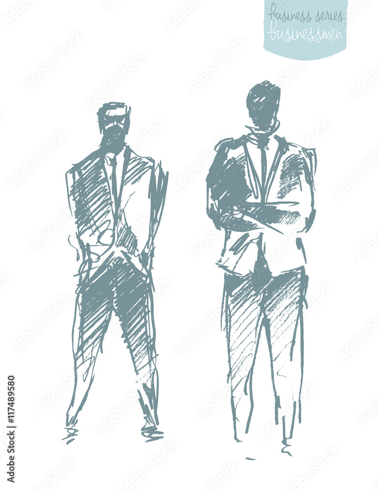 Set of a standing businessman. Concept vector.